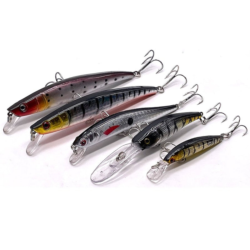 Conjunto 5 Iscas Jerkbait - 5 a 11cm - 4 a 12g - Meia Água/Fundo/Superfície - O Pescador UrbanoIscas Artificiais