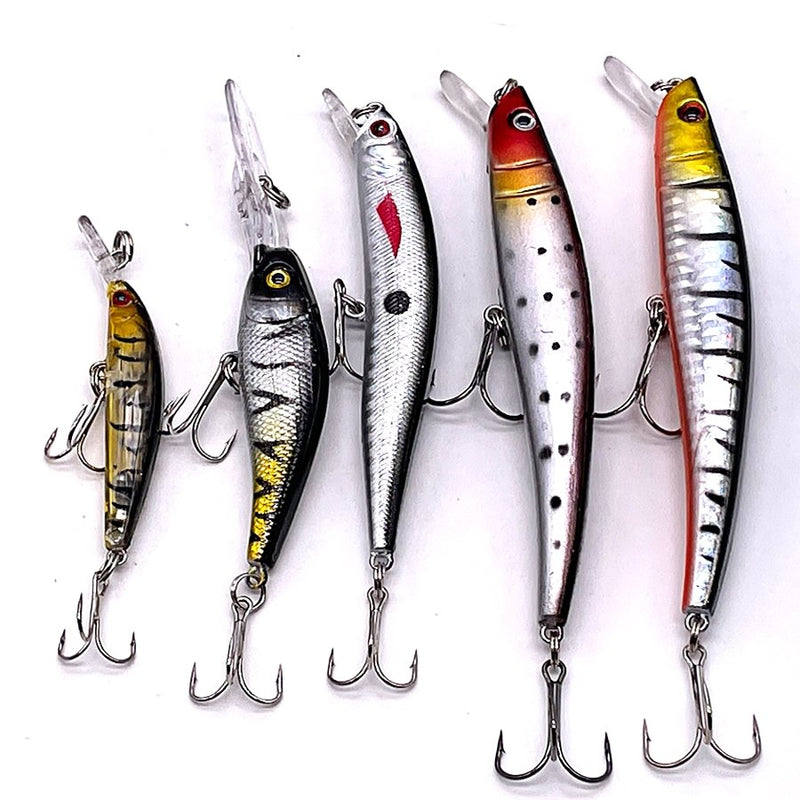 Conjunto 5 Iscas Jerkbait - 5 a 11cm - 4 a 12g - Meia Água/Fundo/Superfície - O Pescador UrbanoIscas Artificiais